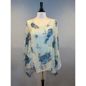 Dolce Ragazza Silk Floral Poncho Top Size L